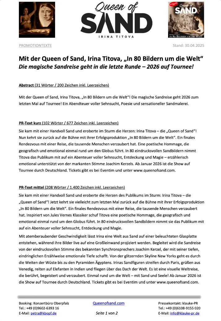 Queen of Sand Pressetext Thumbnail